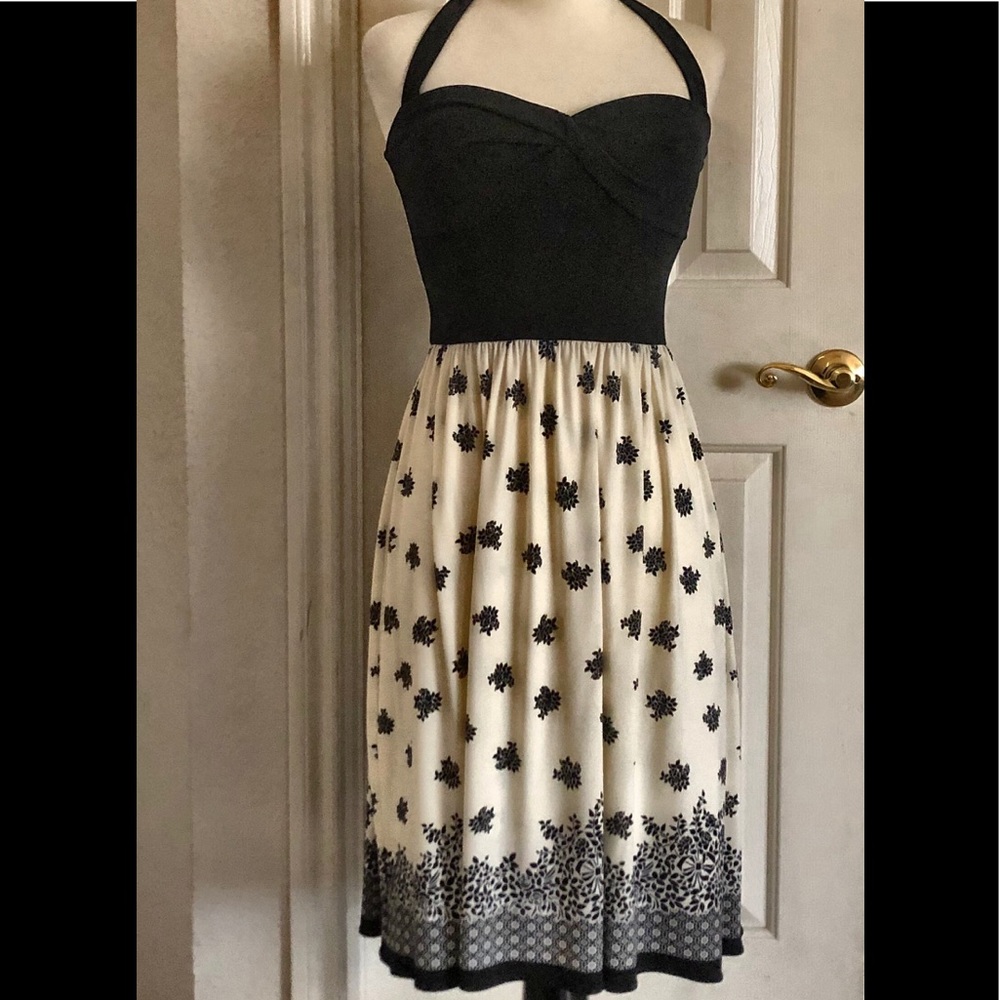 Tahari halter top, fit and flare dress